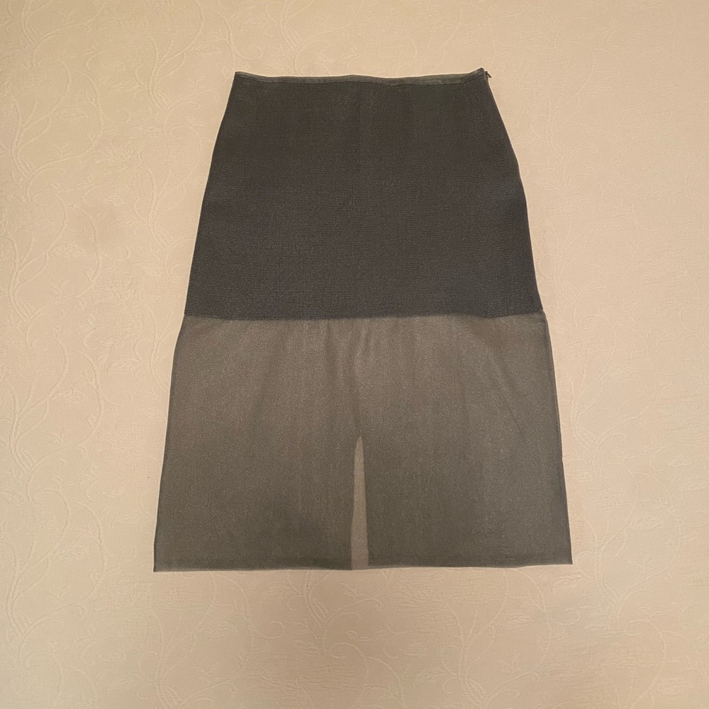 Zara Black and Gray Midi Pencil Skirt with Slit